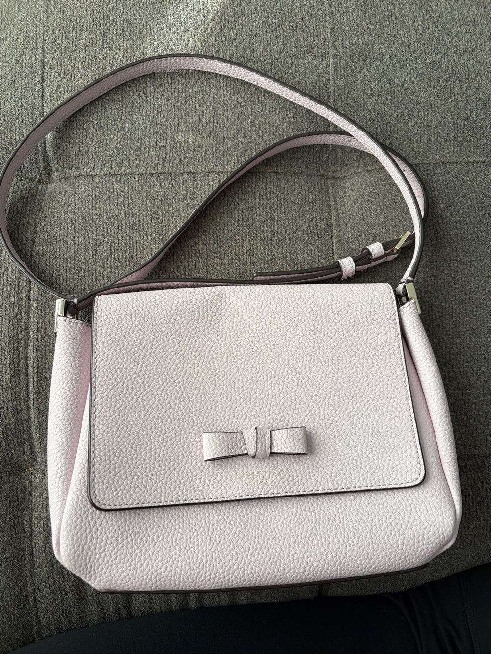 Kate Spade Pershing Street Avva pale lavender pebbled leather crossbody with bow